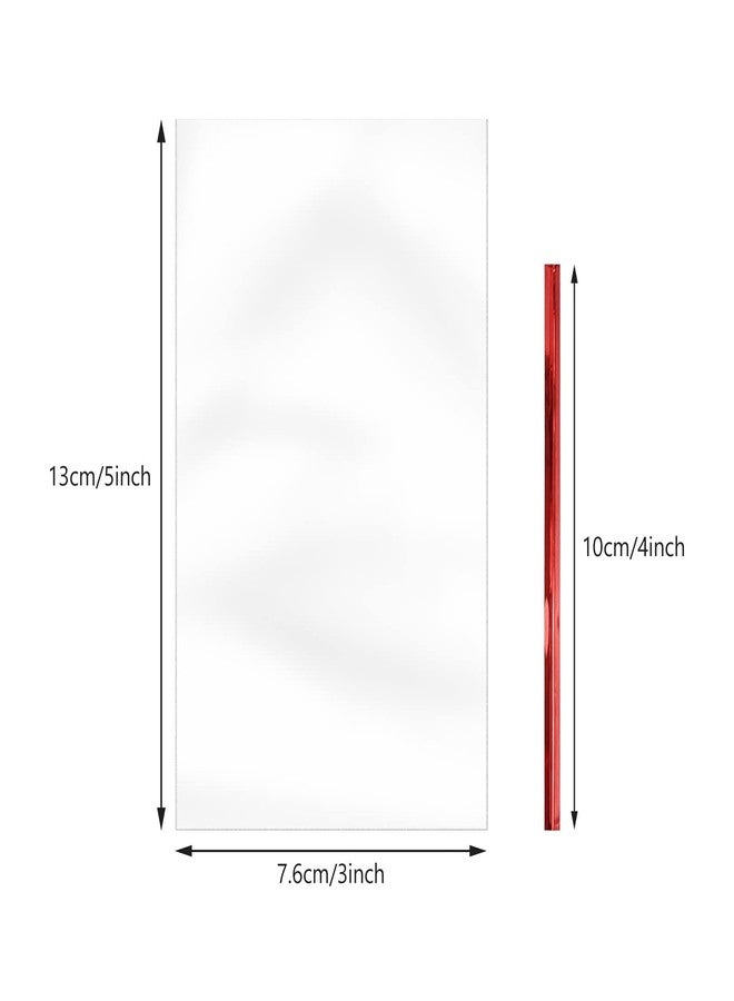 XLSFPY 100PCS Cellophane Bags 3x5 inches, Clear Treat Bags with 4’’ Twist Ties, Plastic Cello Bags - 1.4 mils Thick OPP Rice Crispy Bags for Gift Goodie Favor Candy Cake Pop Birthday Party Cookies (3’’ x 5’’) - Image 5